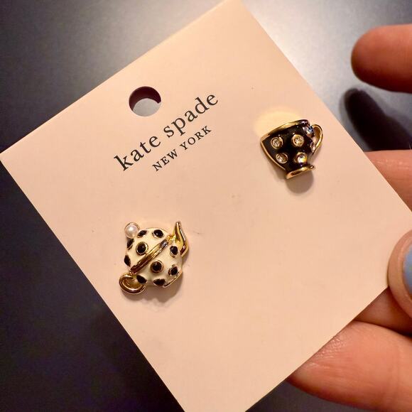 NWT Kate Spade Tea Time Cup and Teapot Stud Earrings - Picture 4 of 5